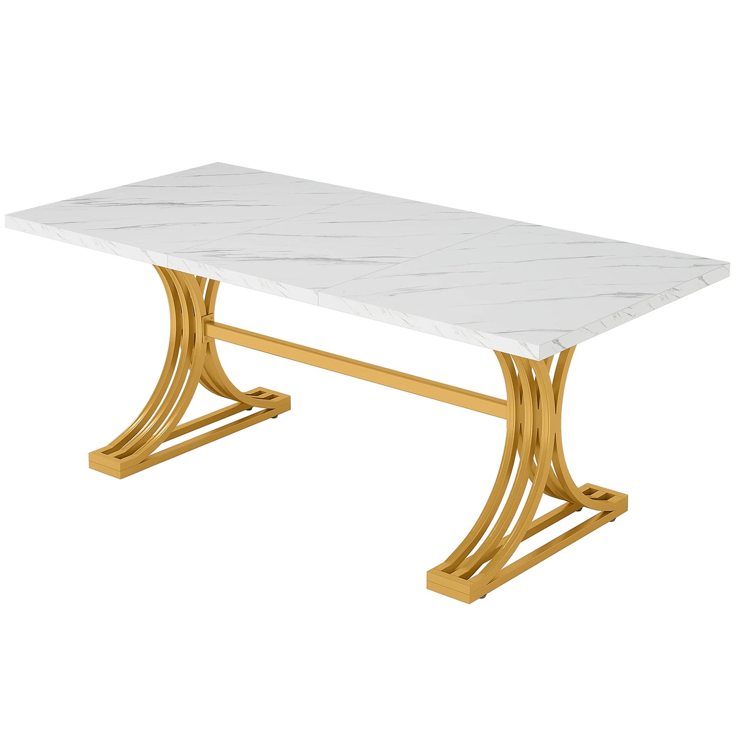 Tribesigns Rectangular Dining Table For Modern Kitchen With Faux Marble