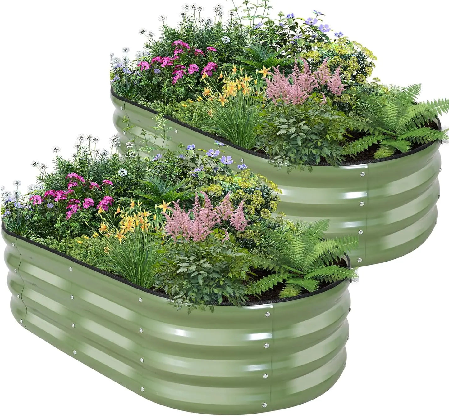 Galvanized Steel Raised Garden Bed With Safety Edging Easy Assembly