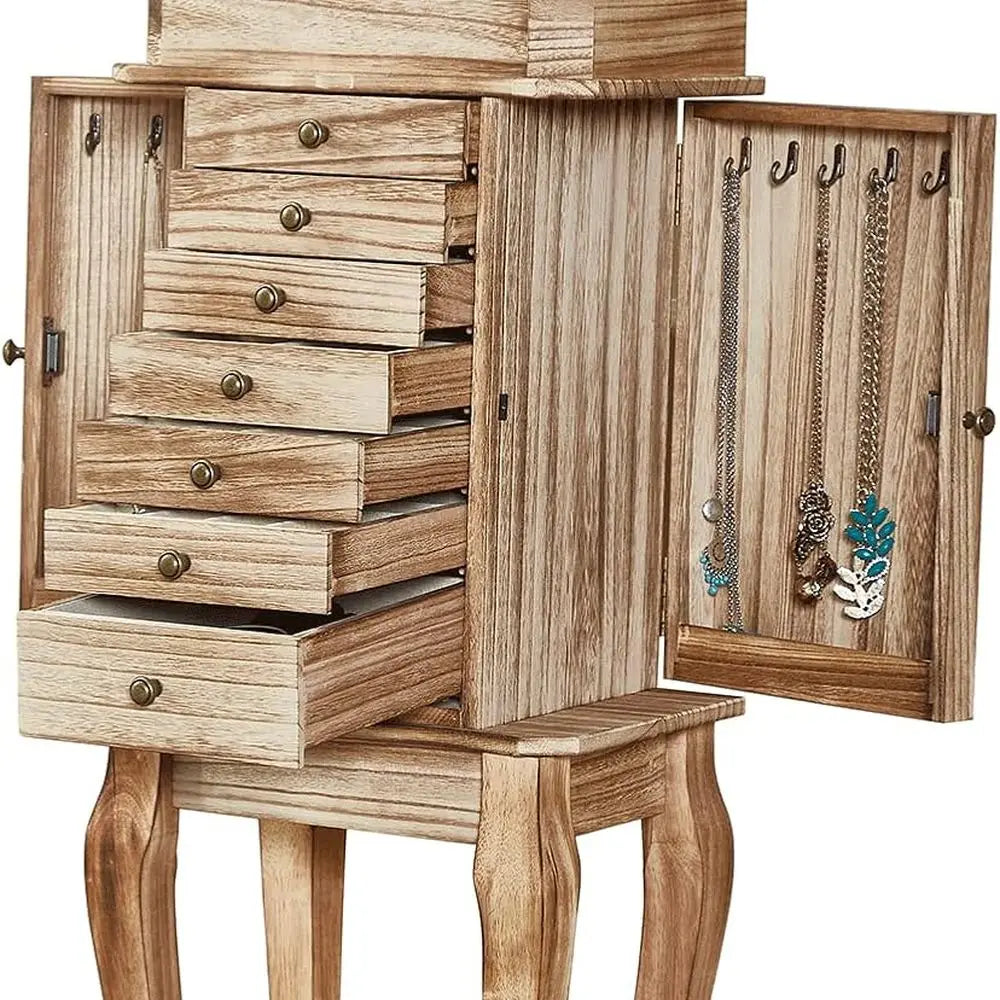 MKDK Standing Jewelry Armoire With Mirror And 7 Drawers