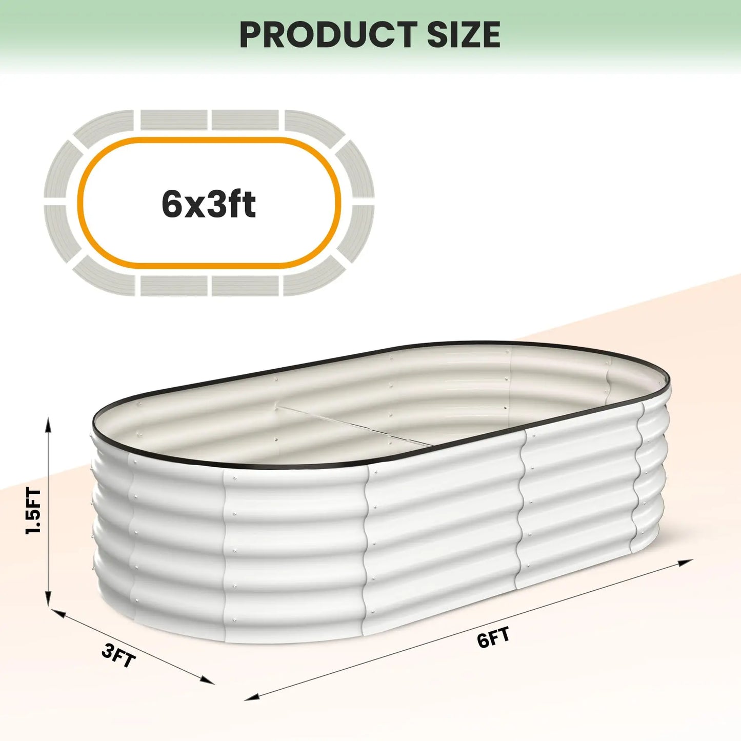 HiMISS Oval Galvanized Steel Raised Garden Bed Planter Box