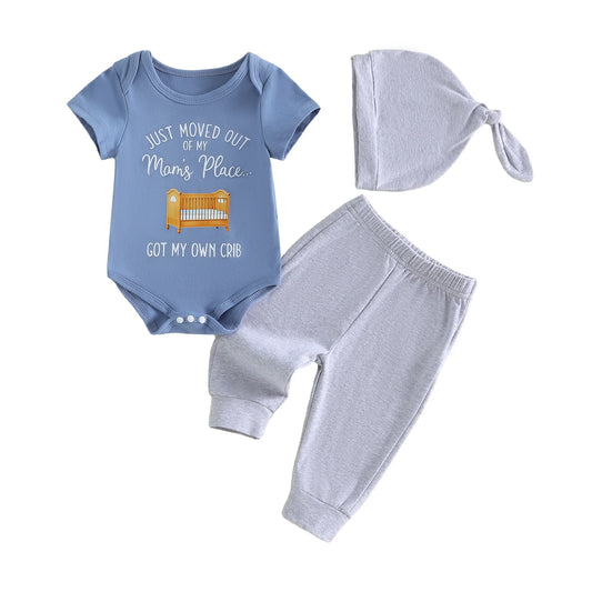 Dinosaur Print Toddler Romper Set With Matching Pants Hat