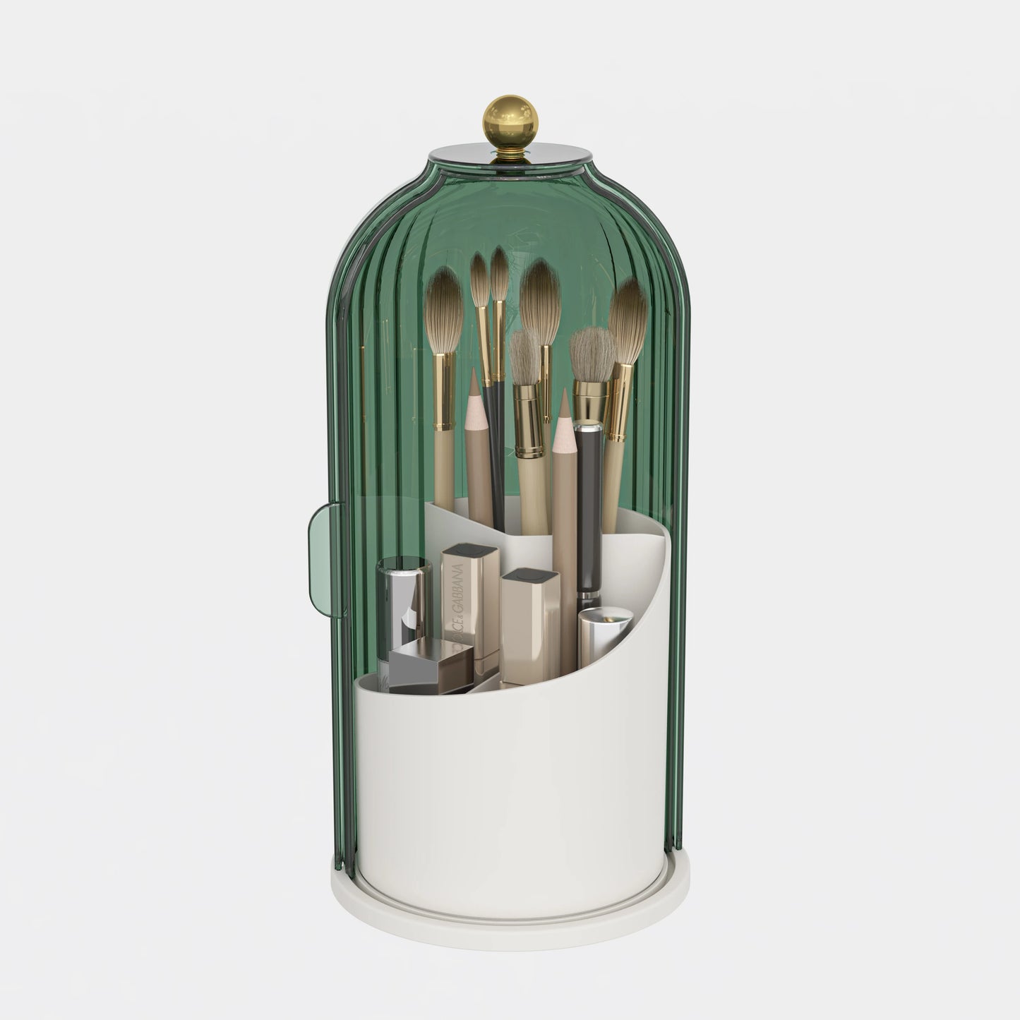 Dustproof Rotating Makeup Brush Holder With Secure Spinning Lid
