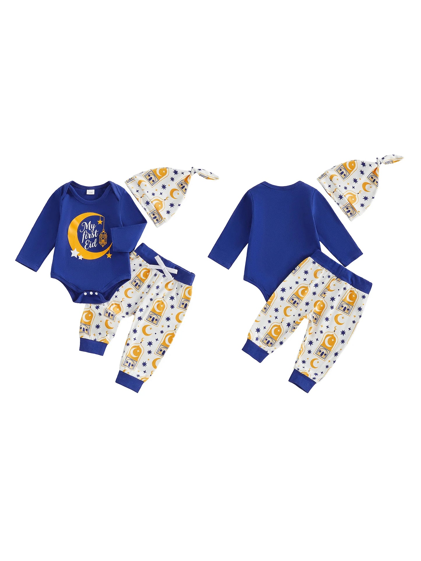 NONECN Baby Girl Ramadan Set Sunflower Dress And Leggings Headband