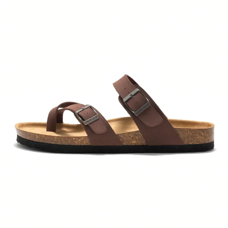 YBQJOO Womens Premium Cork Casual Comfort Flat Slippers
