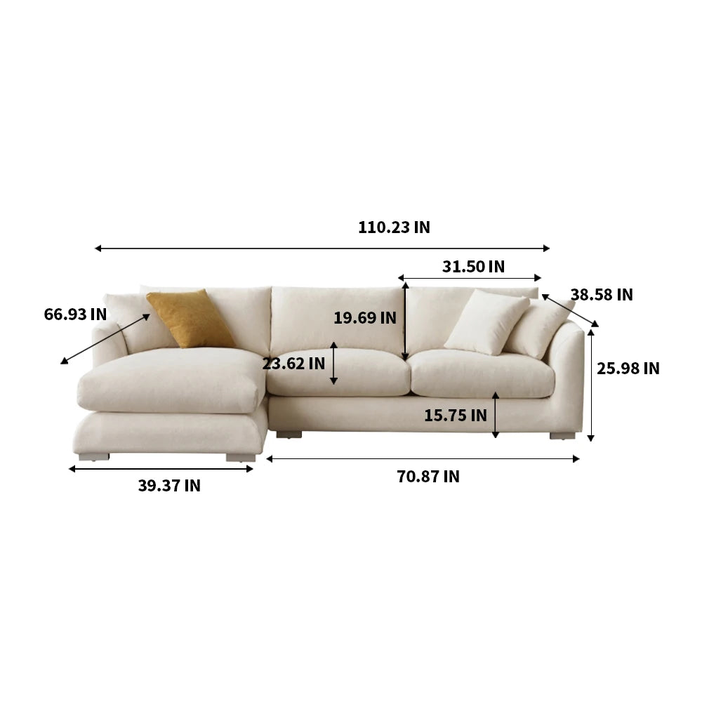 Cloud Down Filled L Shaped Chaise Sofa Living Room