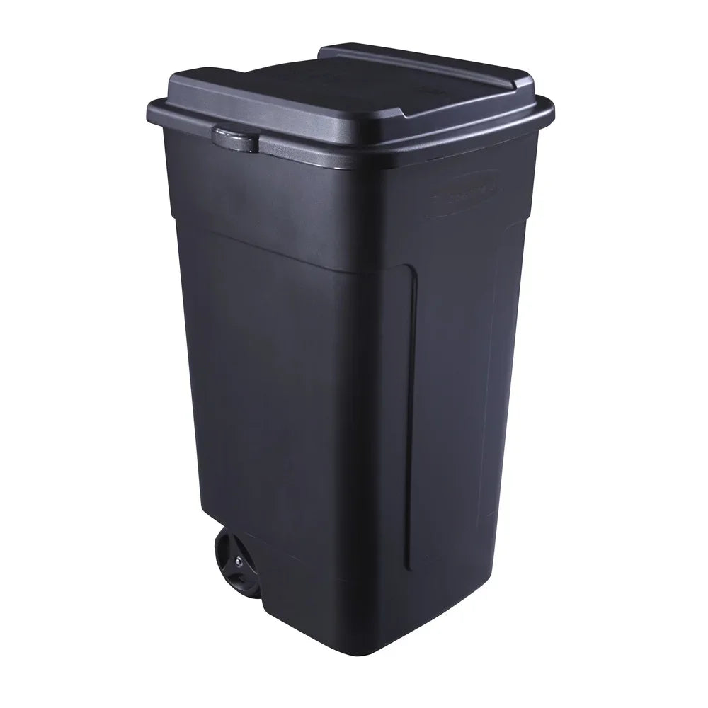 50 Gallon Wheeled Garbage Can Durable Plastic Trash Bin with Secure Lid Easy Transport Home and Commercial Use