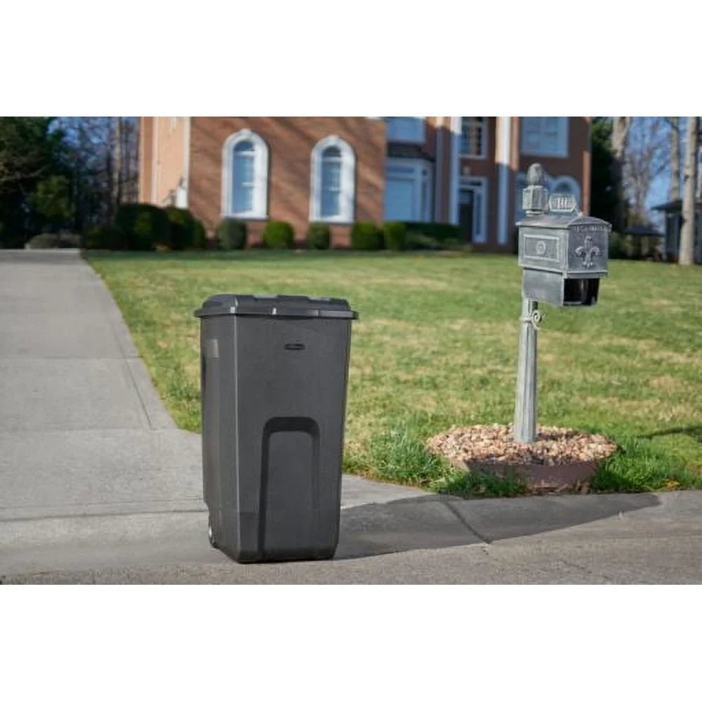 50 Gallon Wheeled Garbage Can Durable Plastic Trash Bin with Secure Lid Easy Transport Home and Commercial Use