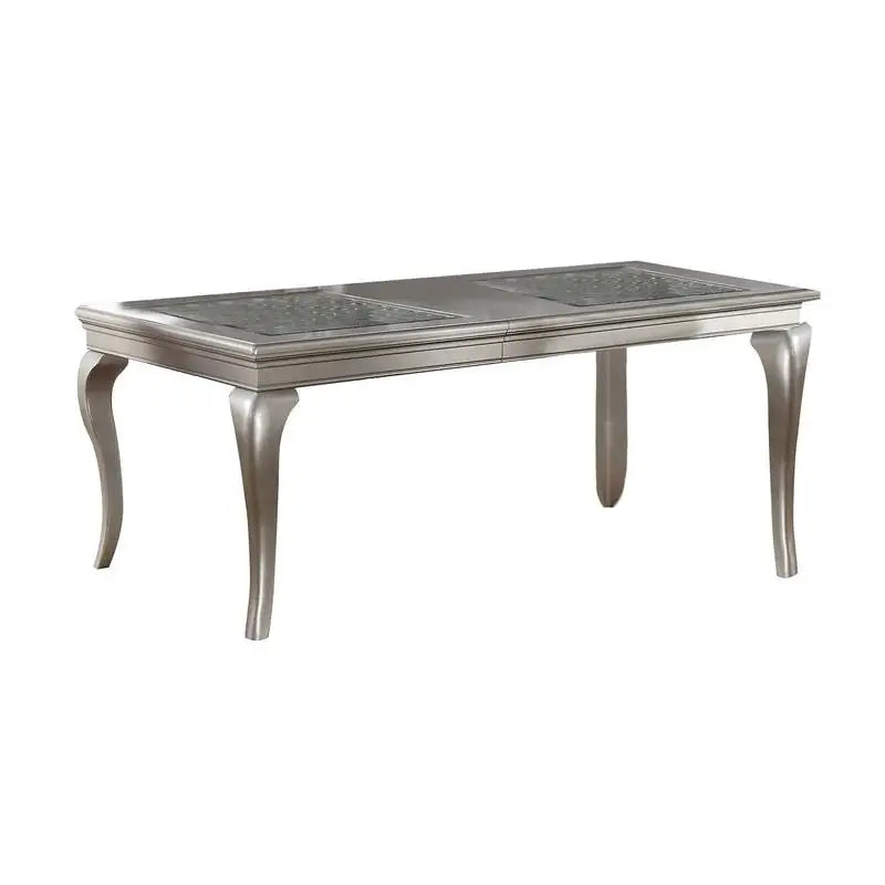 Dini 7pc Rectangular Glass Dining Table Set With Tufted Chairs
