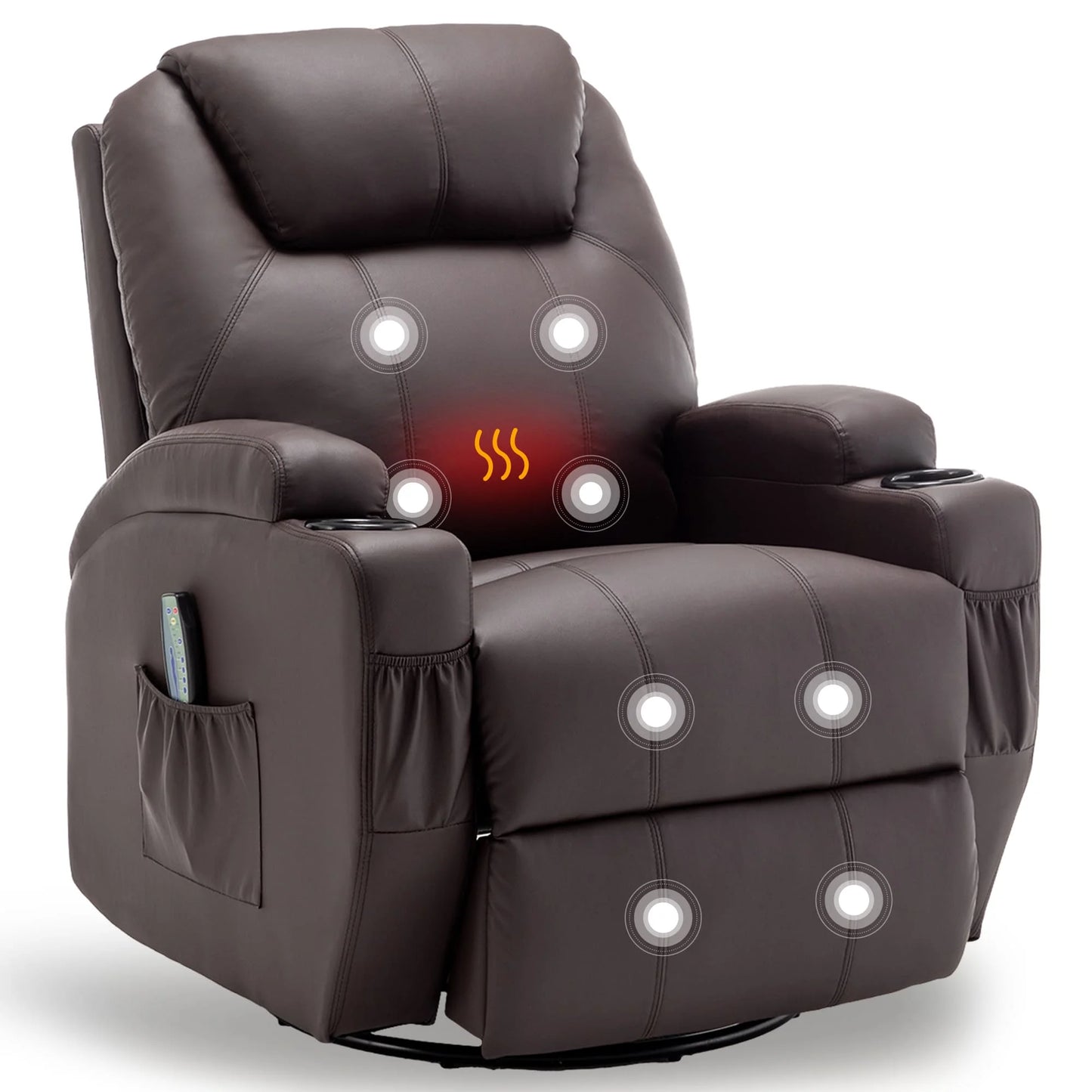 KORSER Massage Recliner Chair With Heat 360 Swivel Remote