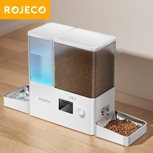 ROJECO 2In1 Automatic Pet Feeder And Water Fountain For Cats