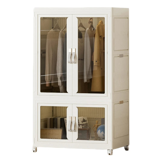 MOJOYCE Portable Collapsible Wardrobe With Hanging Rod Storage Organizer