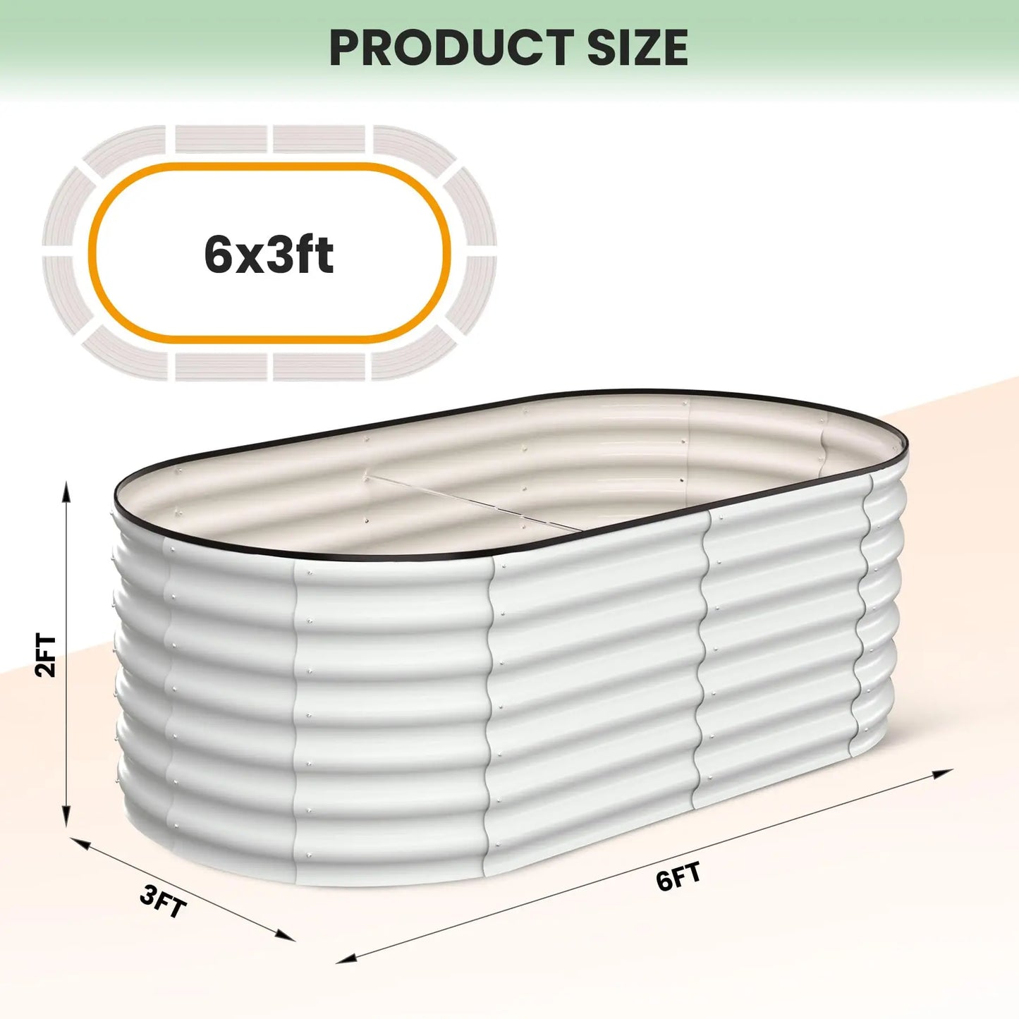 HiMISS Oval Galvanized Steel Raised Garden Bed Planter Box