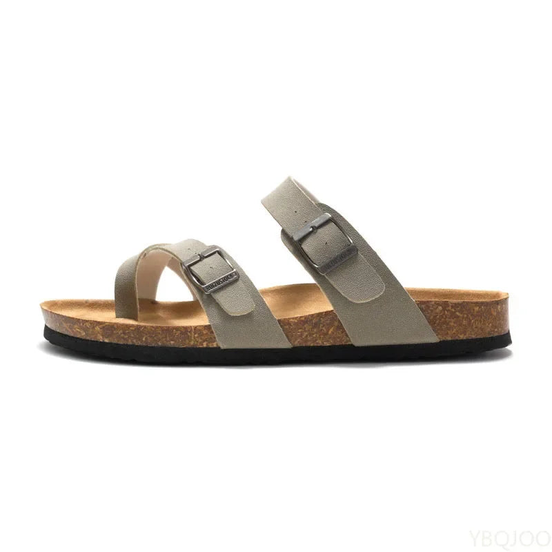 YBQJOO Womens Premium Cork Casual Comfort Flat Slippers