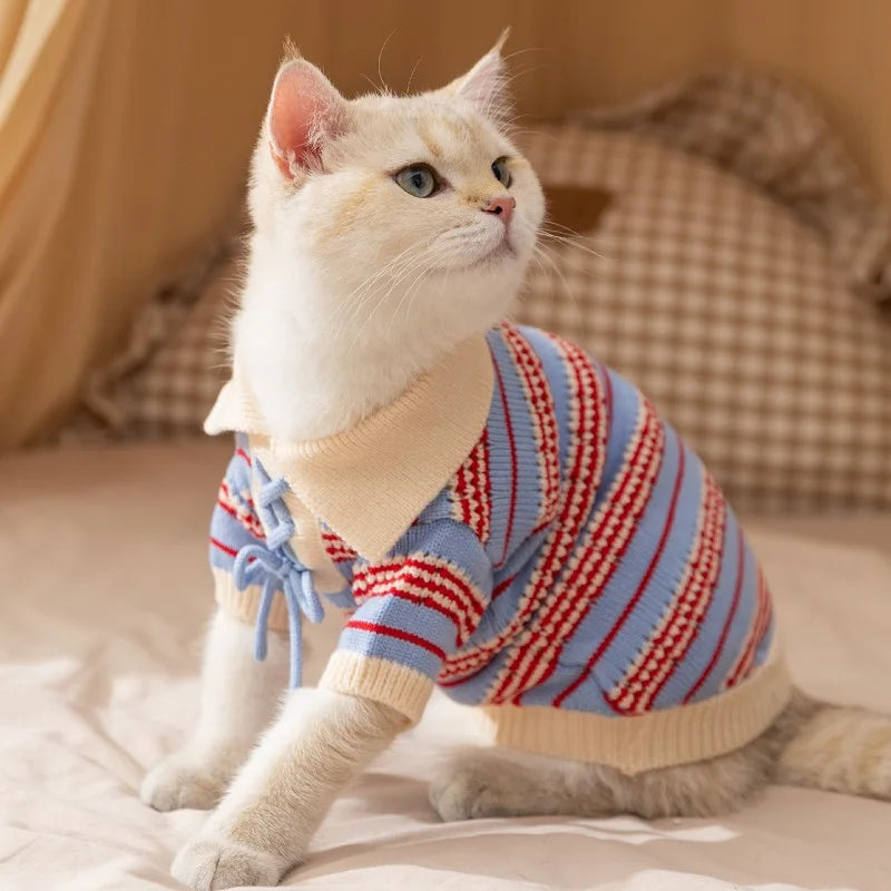 Knitted Dog Sweater Bear Striped Puppy Winter Coat For Dogs