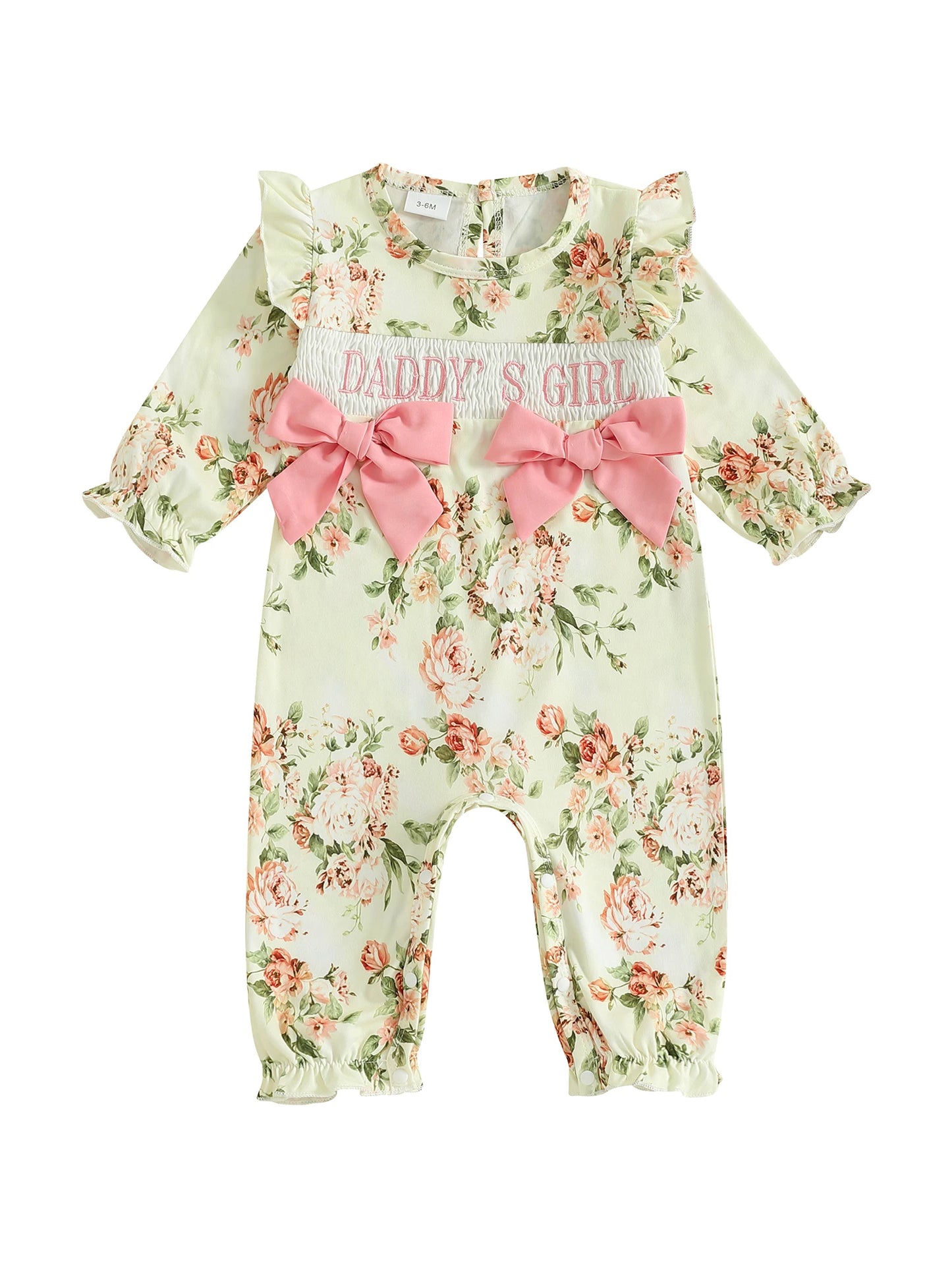 Adorable Toddler Jumpsuit With Flower Print And Lace Trim