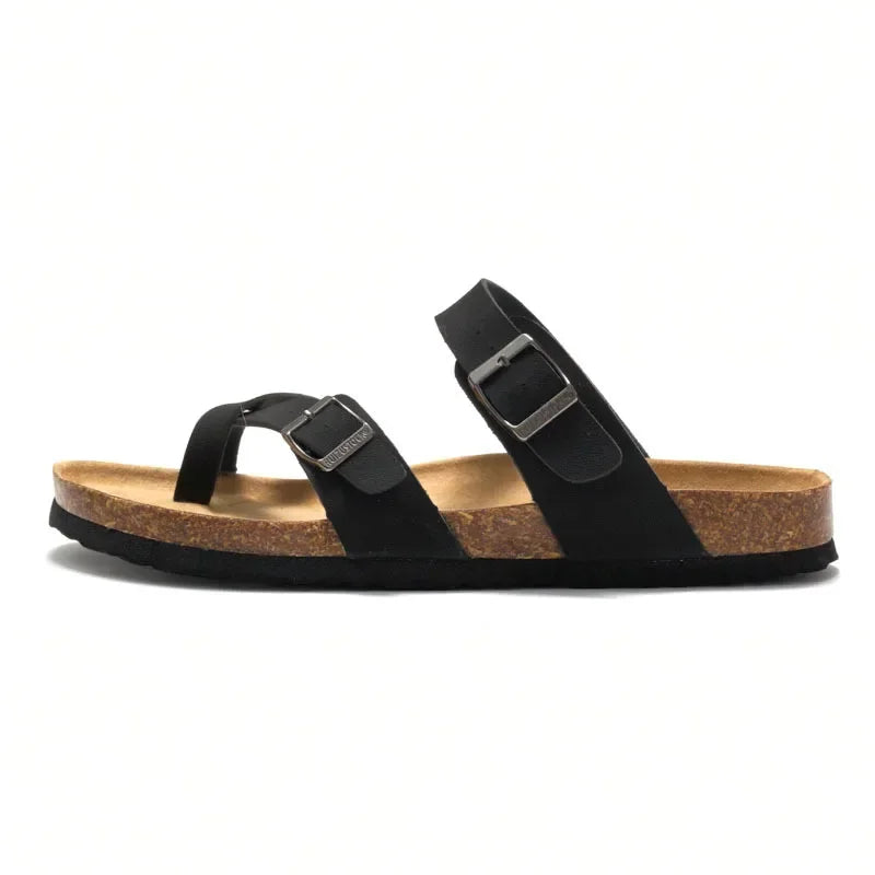YBQJOO Womens Premium Cork Casual Comfort Flat Slippers