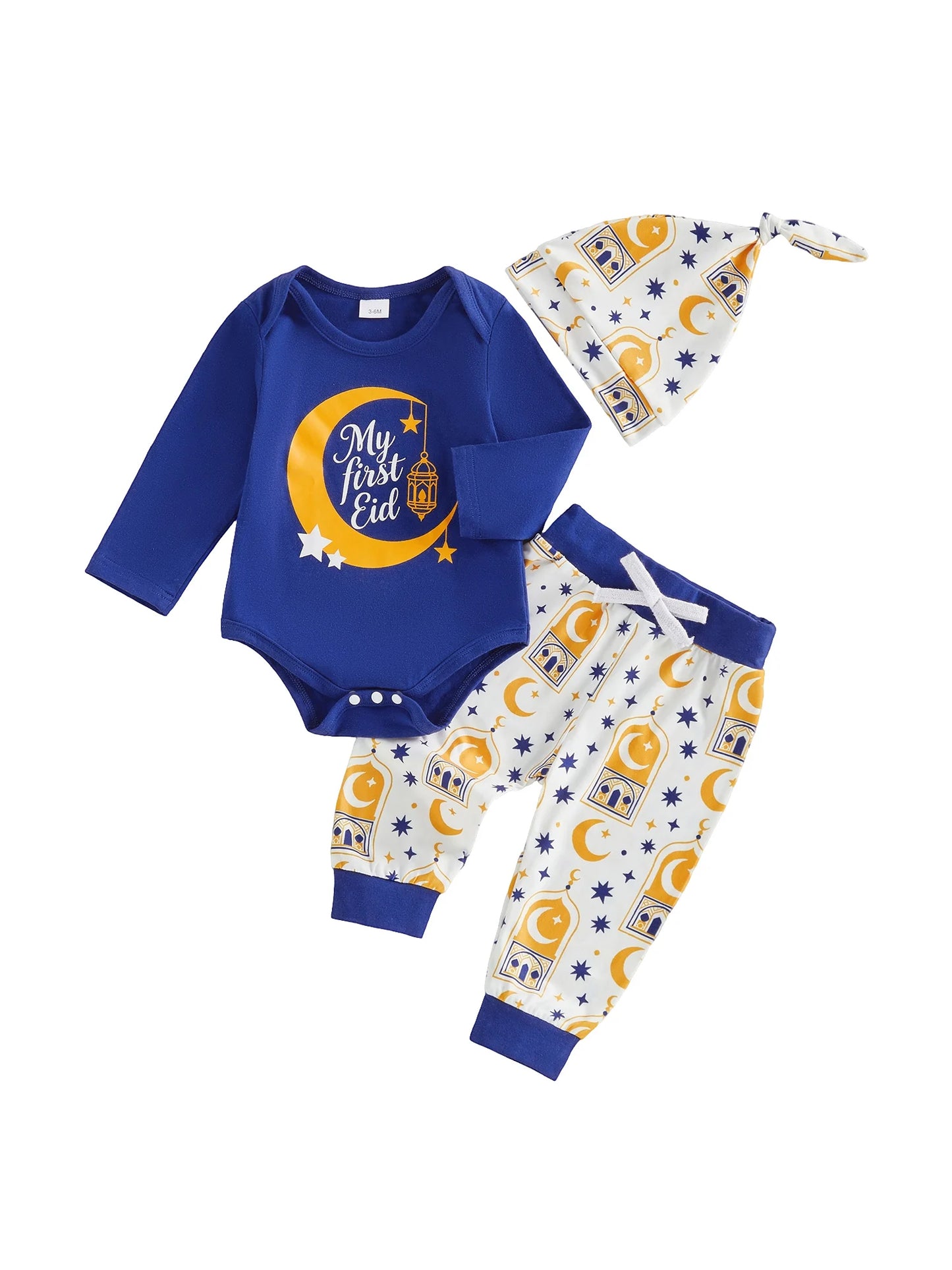 NONECN Baby Girl Ramadan Set Sunflower Dress And Leggings Headband