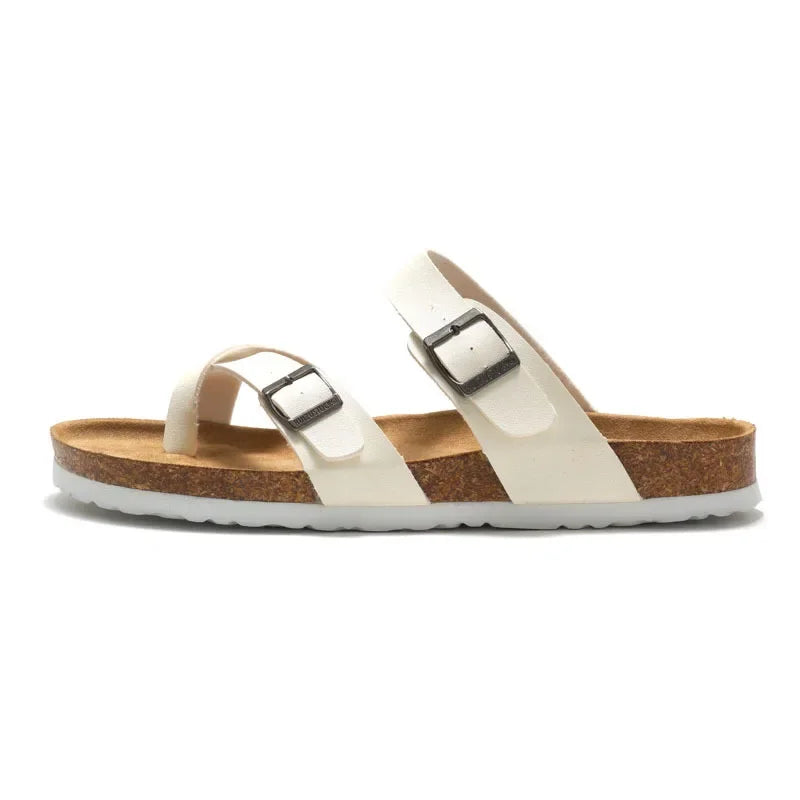 YBQJOO Womens Premium Cork Casual Comfort Flat Slippers