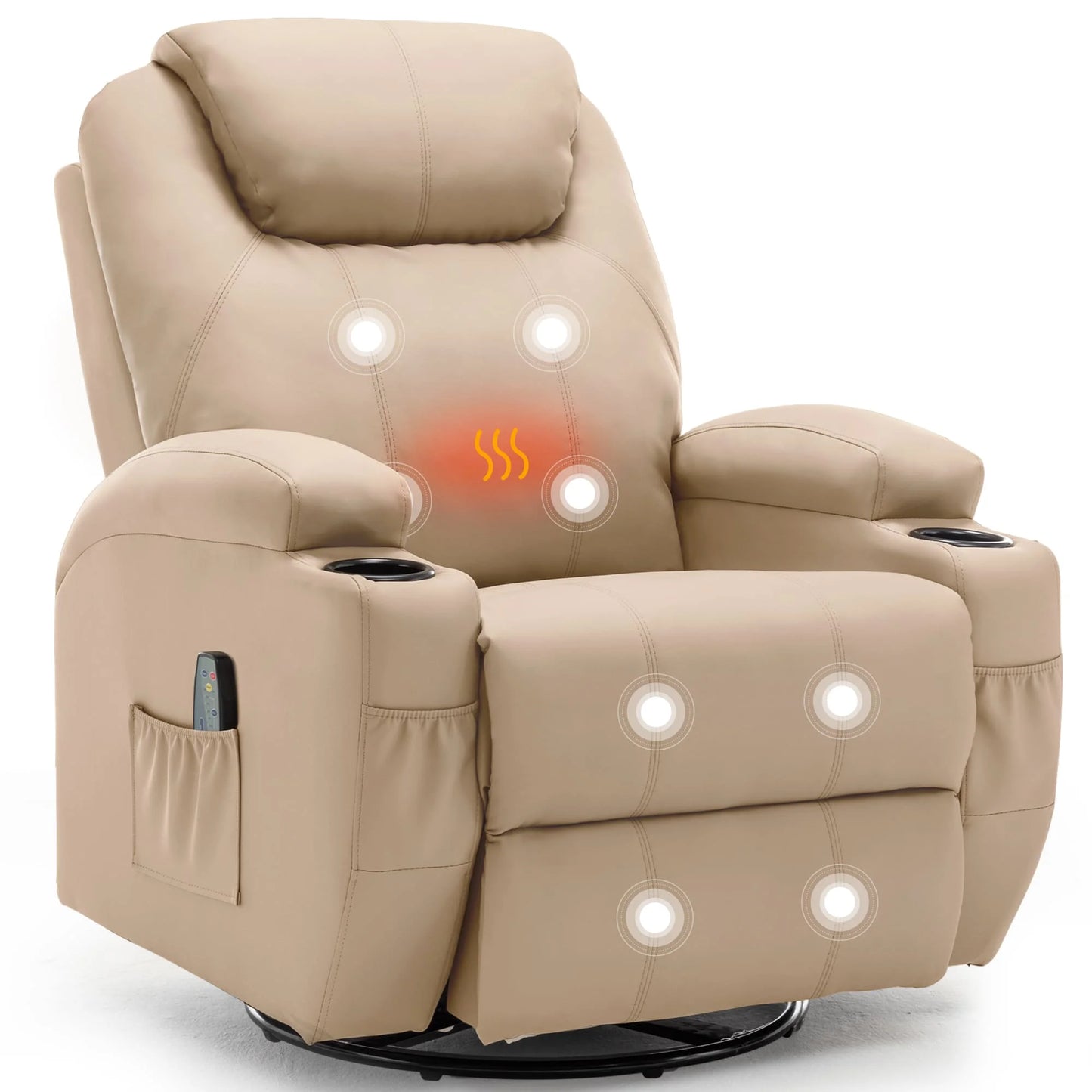 KORSER Massage Recliner Chair With Heat 360 Swivel Remote