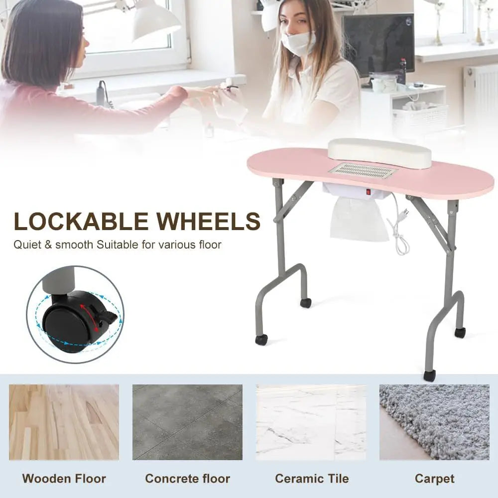 Ticify Foldable Nail Technician Table With Charging And Dust Collection