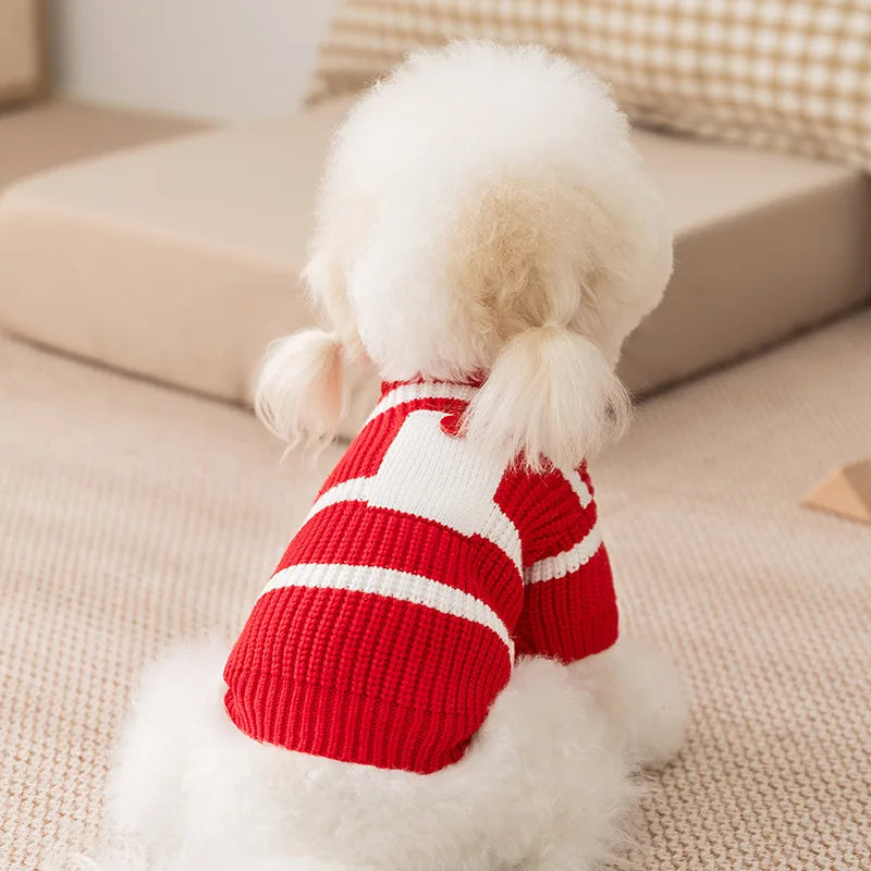 Knitted Dog Sweater Bear Striped Puppy Winter Coat For Dogs