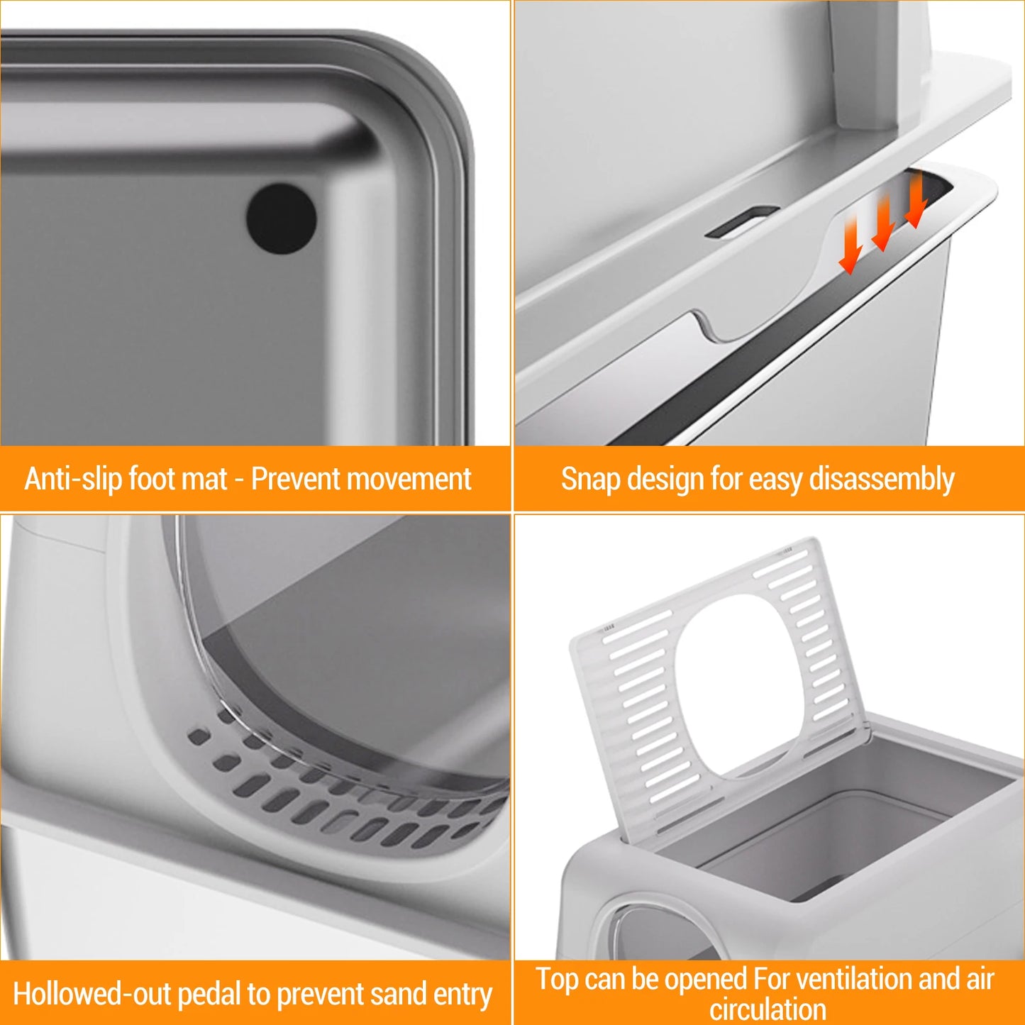 TWISTER.CK Stainless Steel Cat Litter Box Top Front Entry TwoInOne