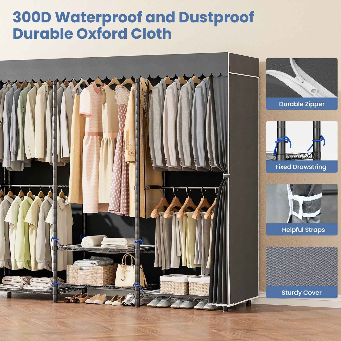 Clothes Rack Storage Organizer Wardrobe Freestanding Heavy Duty 960 Lb