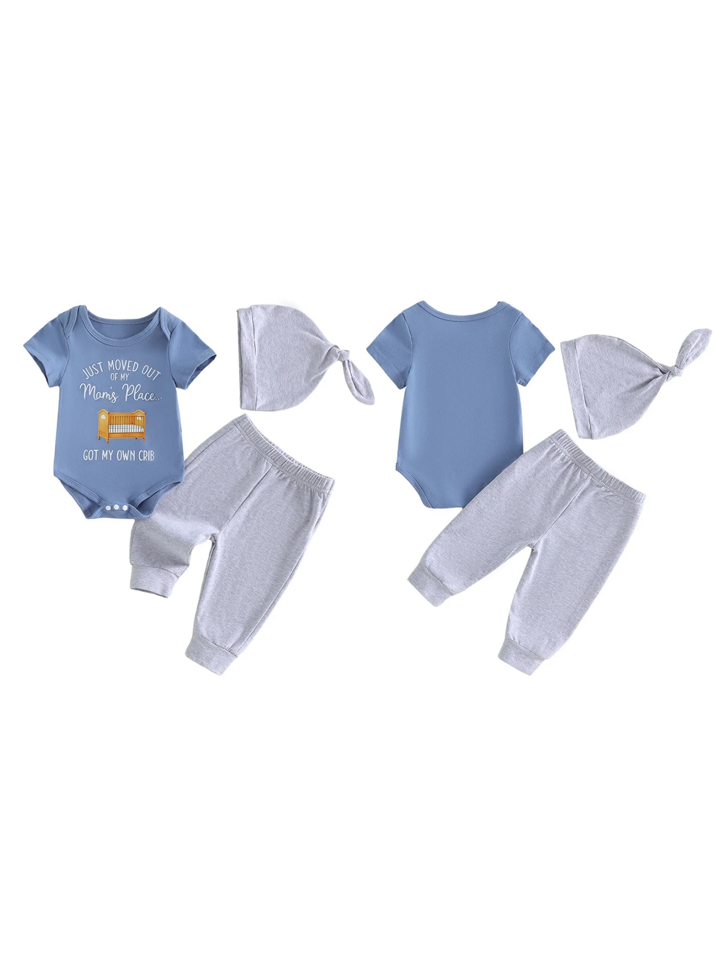 Dinosaur Print Toddler Romper Set With Matching Pants Hat