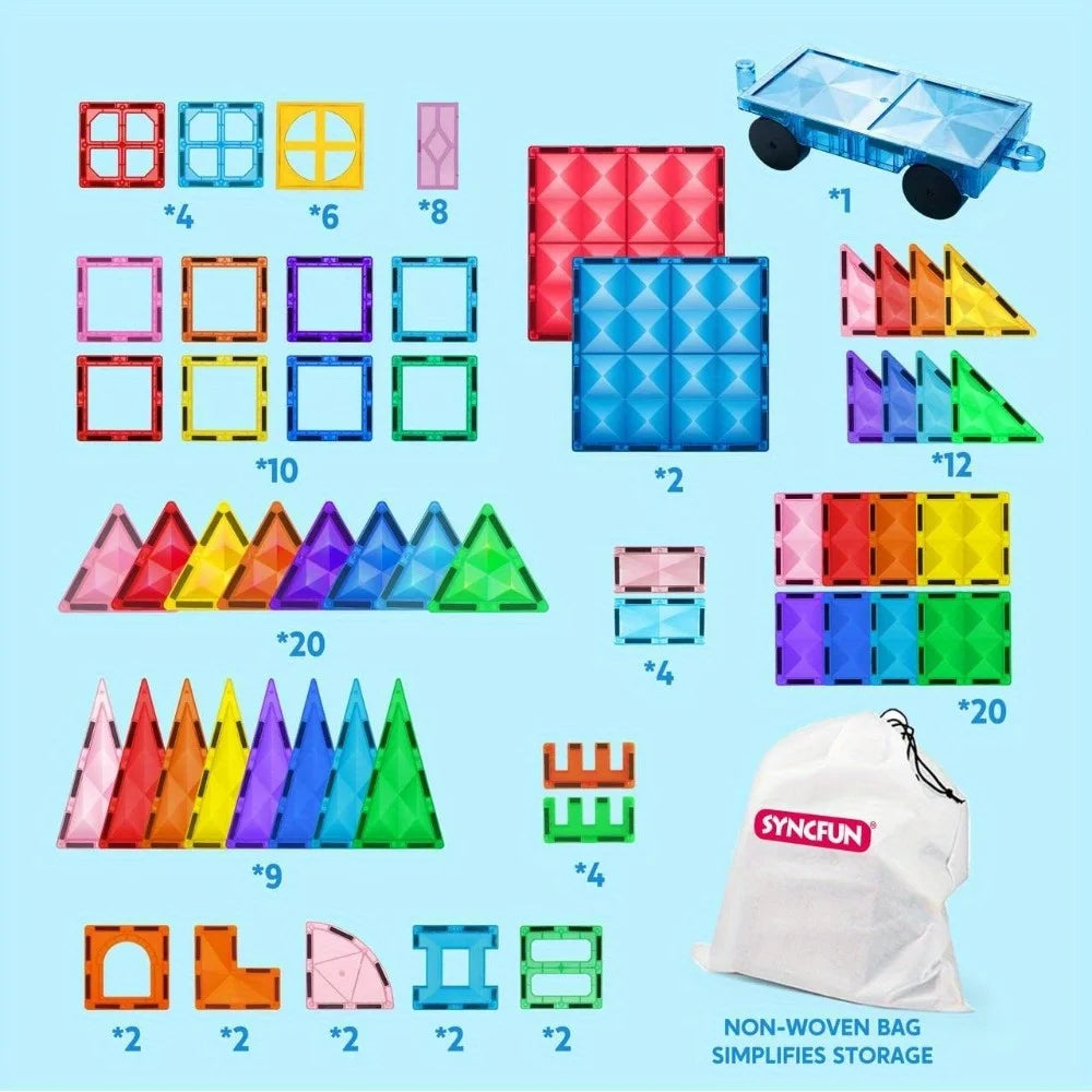 Joyfy Magnetic Building Tiles Set With Vehicle Construction Blocks
