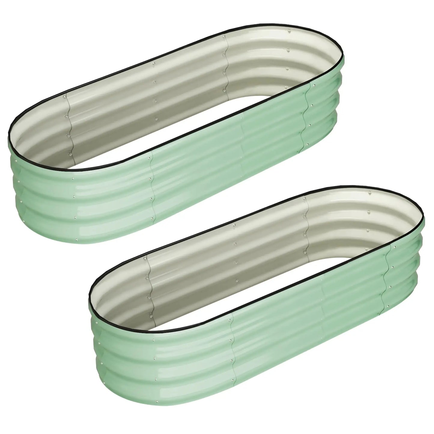 HiMISS Oval Galvanized Steel Raised Garden Bed Planter Box