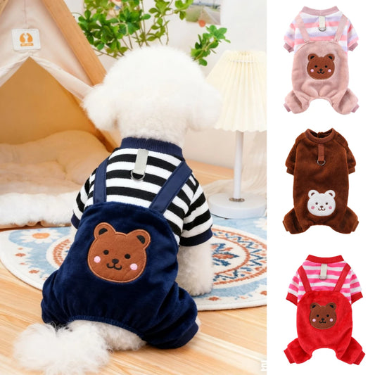 Autumn Winter Dog Fleece Jumpsuit Coat With Leash Ring