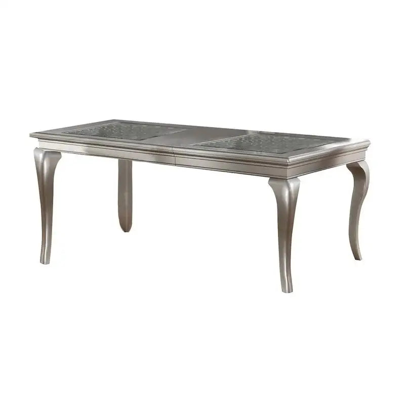 Dini 7pc Rectangular Glass Dining Table Set With Tufted Chairs