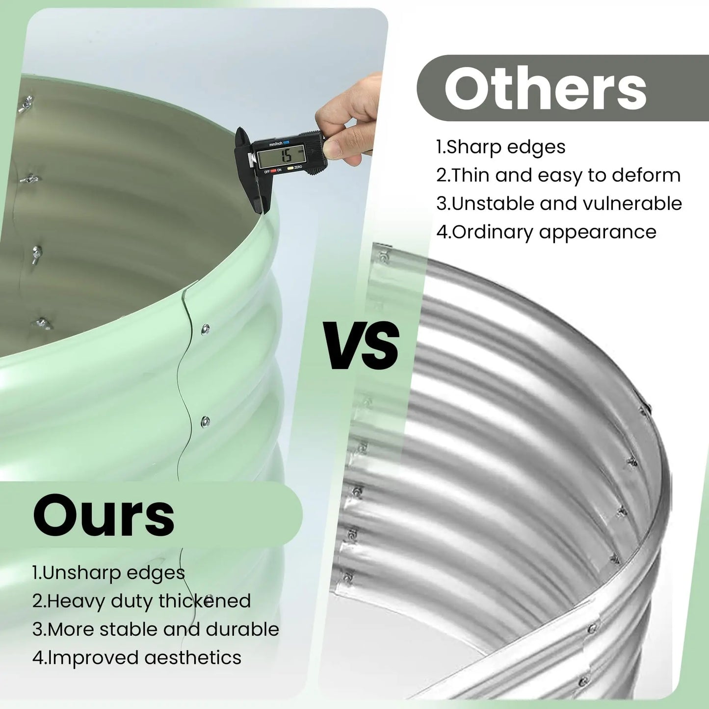 HiMISS Oval Galvanized Steel Raised Garden Bed Planter Box