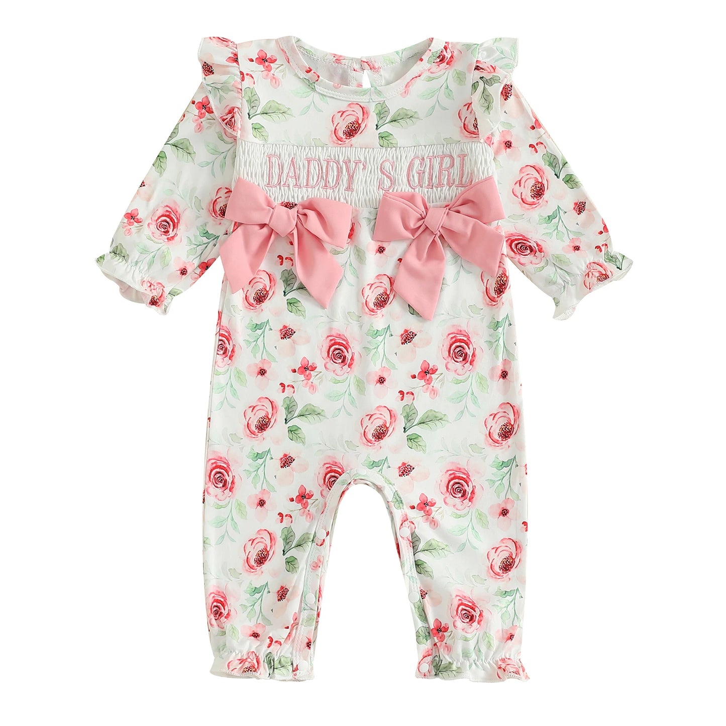 Adorable Toddler Jumpsuit With Flower Print And Lace Trim