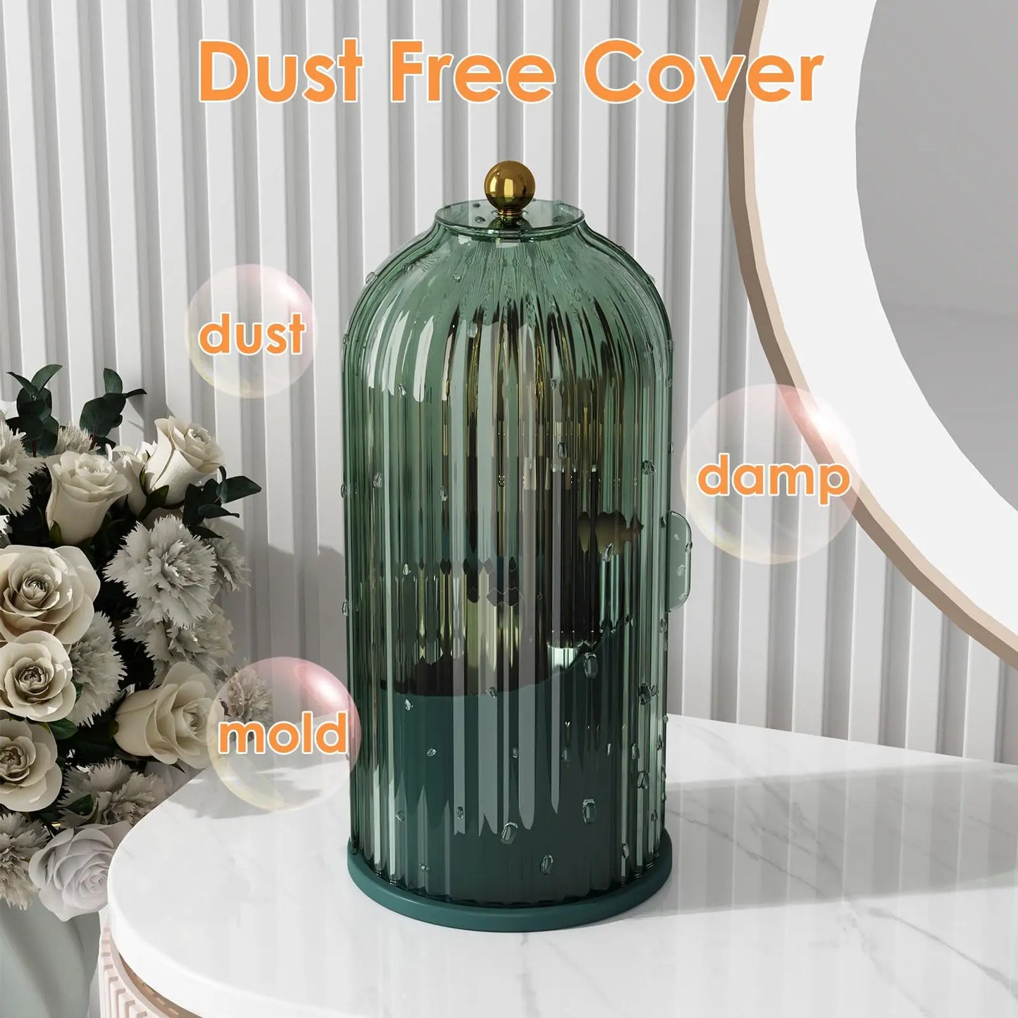 Dustproof Rotating Makeup Brush Holder With Secure Spinning Lid